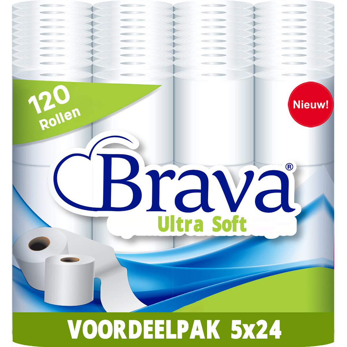 Brava - Ultra Soft Toiletpapier - 120 Rollen - Ultiem Comfort WC Papier - Superieure Sterkte - Maximale Absorptie & Pluisvrij - Voordeelverpakking WC Papier