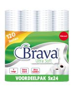 Brava - Ultra Soft Toiletpapier - 120 Rollen - 3 Laags - Ultiem Comfort WC Papier - Superieure Sterkte - Maximale Absorptie & Pluisvrij - Voordeelverpakking WC Papier