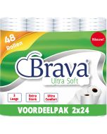 Brava - Ultra Soft Toiletpapier - 48 Rollen - 3 Laags - Ultiem Comfort WC Papier - Superieure Sterkte - Maximale Absorptie & Pluisvrij - Voordeelverpakking WC Papier