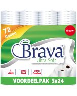 Brava - Ultra Soft Toiletpapier - 72 Rollen - 3 Laags - Ultiem Comfort WC Papier - Superieure Sterkte - Maximale Absorptie & Pluisvrij - Voordeelverpakking WC Papier