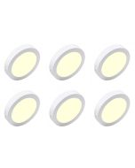 LED Downlight 6 Pack - Opbouw - Rond 18W - Warm Wit 3000K - Mat Wit Aluminium - Ø225mm