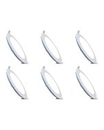 LED Downlight Slim 6 Pack - Inbouw - 6W - Helder/Koud Wit 6000K - Rond - Mat Wit - Aluminium - Ø120mm