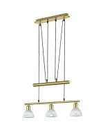 LED Hanglamp - Hangverlichting - Trion Levino - E14 Fitting - Warm Wit 3000K - 3-lichts - Rechthoek - Mat Goud - Aluminium