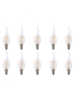 LED Lamp 10 Pack - Kaarslamp - Filament Flame - E14 Fitting - 4W - Warm Wit 2700K