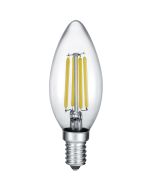 LED Lamp - Kaarslamp - Filament - Trion Kurza - 4W - E14 Fitting - Warm Wit 2700K - Dimbaar - Transparent Helder - Glas