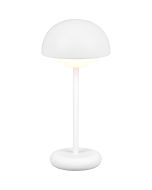 LED Tafellamp met Opbaadbare Batterijen - Trion Berna - 2W - Warm Wit 3000K - Spatwaterdicht IP44 - Rond - Mat Wit - Kunststof