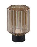 LED Tafellamp - Trion Doli - 1.5W - Warm Wit 3000K - Oplaadbare batterijen - Mat Zwart - Metaal - Amber Glas 1