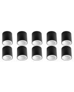 Opbouwspot 10 Pack - Pragmi Cliron Pro - GU10 Fitting - Opbouw Rond - Mat Zwart/Wit - Aluminium - Verdiept - Ø90mm