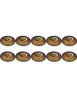 Spot Armatuur 10 Pack - Pragmi Zano Pro - GU10 Fitting - Inbouw Rond - Mat Zwart/Goud - Aluminium - Kantelbaar - Ø93mm