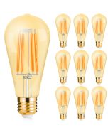 Voordeelpak 10x LED Lamp E27 Edison Filament - Brinton - Amber 6W 540lm - 822 Zeer Warm Wit 2200K - ST64 - Dimbaar | Vervangt 45W