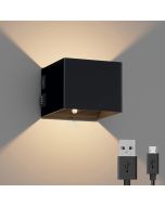 Wandlamp - Luviz - Oplaadbaar op Batterijen - Warm Wit 2700K - Draadloos - Bewegingssensor - Aluminium - 4400 mAh - Accu Indicator