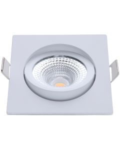 EcoDim - LED Spot - Inbouwspot - ED-10025 - 5W - Waterdicht IP54 - Dimbaar - Dim to Warm - Warm Wit 2000K-3000K - Mat Wit - Aluminium - Vierkant - Kantelbaar