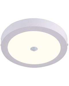 LED Downlight - Facto Dury - PIR Bewegingssensor 360° + Dag en Nacht Sensor - 20W - Natuurlijk Wit 4000K - Opbouw - Rond - Mat Wit - OSRAM LEDs