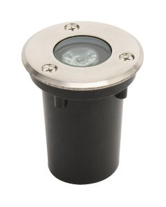 LED Grondspot - Aruz - Inbouw Rond - 1W - Waterdicht IP67 - Natuurlijk Wit 4000K - Rond - Mat Chroom - RVS