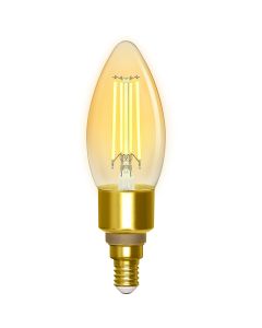 LED Lamp - Filament - Smart LED - Aigi Delano - Bulb C35 - 4.5W - E14 Fitting - Slimme LED - Wifi LED + Bluetooth - Aanpasbare Kleur - Amber - Glas