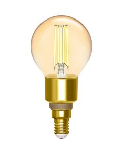 LED Lamp - Filament - Smart LED - Aigi Delano - Bulb G45 - 4.5W - E14 Fitting - Slimme LED - Wifi LED + Bluetooth - Aanpasbare Kleur - Amber - Glas