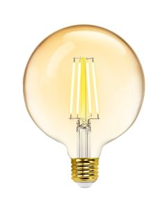 LED Lamp - Smart LED - Aigi Rixona - Bulb G125 - 6W - E27 Fitting - Slimme LED - Wifi LED + Bluetooth - Aanpasbare Kleur - Amber - Glas