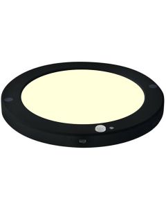 LED Plafondlamp met Bewegingssensor + Dag en Nacht Sensor - 18W - Warm Wit 3000K - 360° Zichthoek - Opbouw/Inbouw - Rond - Mat Zwart