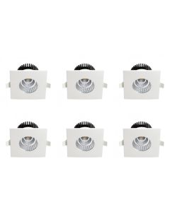 LED Spot 6 Pack - Inbouwspot - Vierkant 6W - Waterdicht IP65 - Natuurlijk Wit 4200K - Mat Wit Aluminium - 90mm