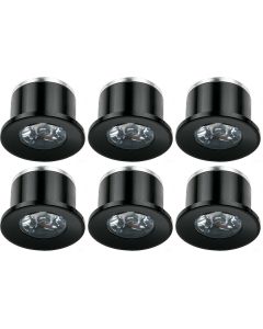 LED Veranda Spot Verlichting 6 Pack - 1W - Warm Wit 3000K - Inbouw - Dimbaar - Rond - Mat Zwart - Aluminium - Ø31mm