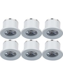 LED Veranda Spot Verlichting 6 Pack - 1W - Warm Wit 3000K - Inbouw - Rond - Mat Wit - Aluminium - Ø31mm