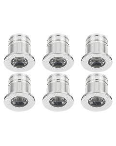 LED Veranda Spot Verlichting 6 Pack - 3W - Warm Wit 3000K - Inbouw - Rond - Mat Zilver - Aluminium - Ø31mm