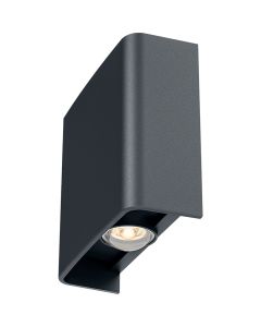 LED Wandlamp - Brinton Victo - Up & Down - 2W 180lm - Aanpasbare Lichtkleur CCT - Voor Buiten en Binnen - Waterdicht IP65 - Rechthoek - Antraciet