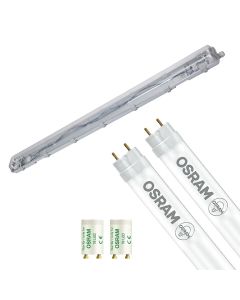 LED Waterdichte TL Armatuur met T8 Buizen - Velvalux Strela - 120cm - Dubbel - Koppelbaar - Waterdicht IP65 - OSRAM - SubstiTUBE Value EM 830 - 32.4W - Warm Wit 3000K | Vervangt 72W