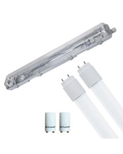 LED Waterdichte TL Armatuur met T8 Buizen - Velvalux Strela - 60cm - Dubbel - Koppelbaar - Waterdicht IP65 - 16W - Helder/Koud Wit 6400K