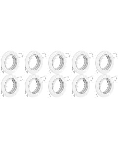 Spot Armatuur 10 Pack - GU10 Inbouwspot - Rond - Wit - Aluminium - Kantelbaar Ø82mm