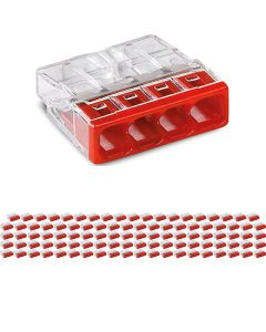 WAGO - Lasklem - 4 Polig - 0.5-2.5mm2 - Rood - 100 Stuks