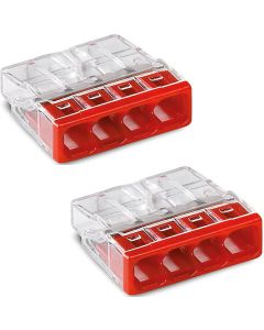 WAGO - Lasklem - 4 Polig - 0.5-2.5mm2 - Rood - 2 Stuks