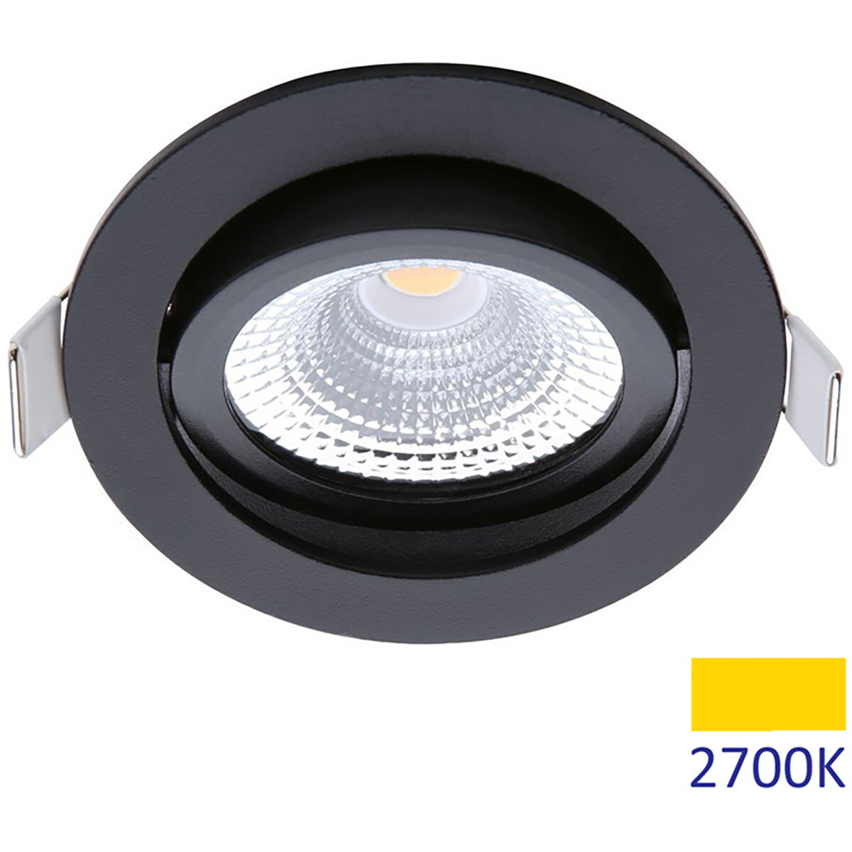 EcoDim - LED Spot - Inbouwspot - ED-10029 - 5W - Waterdicht IP54 - Dimbaar - Warm Wit 2700K - Mat Zwart - Aluminium - Rond - Kantelbaar