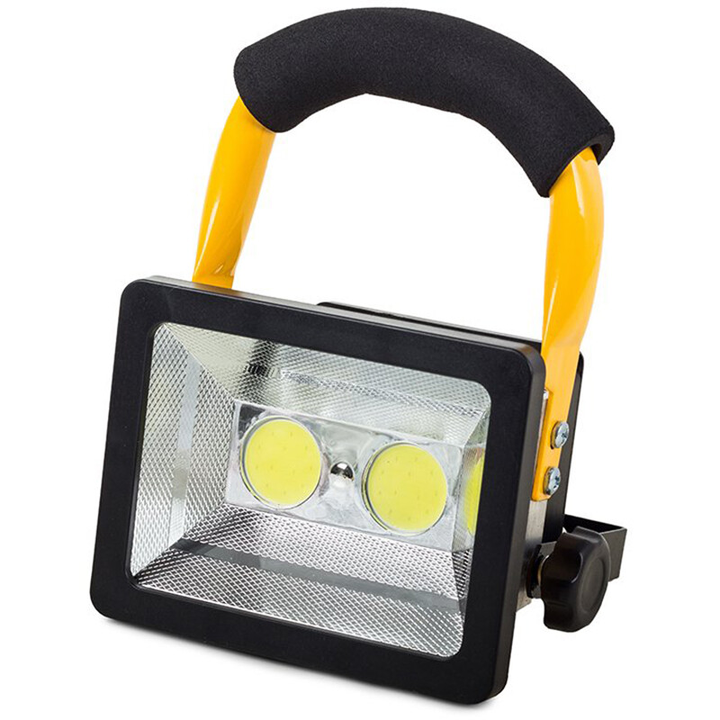 LED Bouwlamp op Accu met Statief - Velvin Cribo - 30 Watt - COB LED - Werklamp op Accu - Helder/Koud Wit 6500K - Waterdicht IP65 - Oplaadbaar - Kantelbaar - Draaibaar