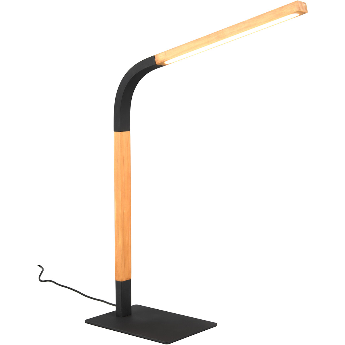 LED Bureaulamp - Trion Rios - 7W - Warm Wit 3000K - Aanraakschakelaar - Rechthoek - Mat Zwart - Metaal