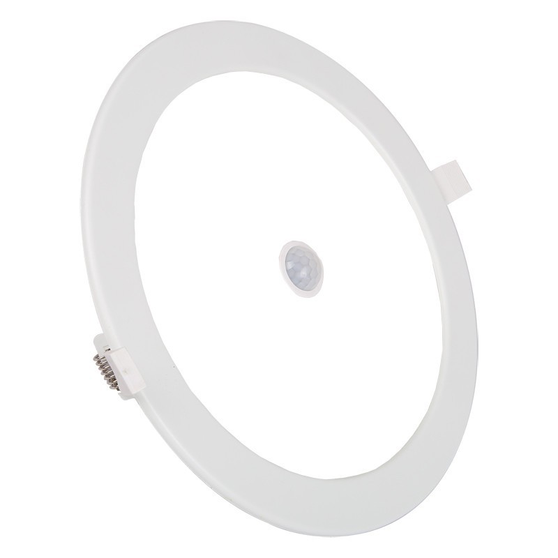 LED Downlight Slim 6 Pack - Aigi - PIR Bewegingssensor 360° - Inbouw Rond 12W - Helder/Koud Wit 6000K - Mat Wit - Ø170mm