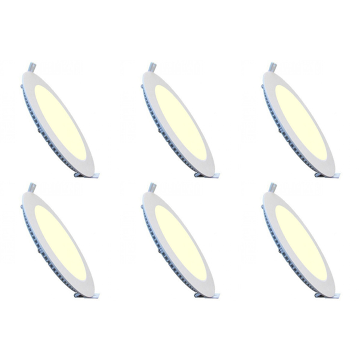 LED Downlight Slim 6 Pack - Inbouw Rond 15W - Warm Wit 2700K - Mat Wit Aluminium - Ø195mm