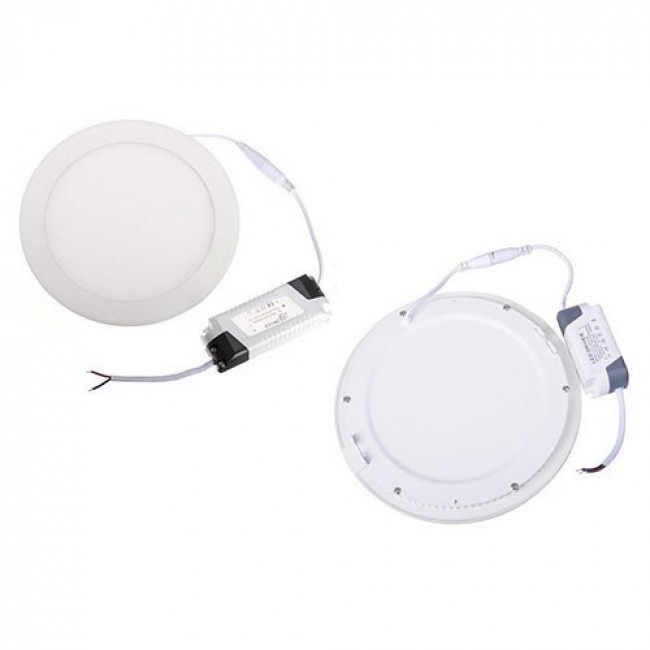 LED Downlight Slim 6 Pack - Inbouw Rond 18W - Warm Wit 2700K - Mat Wit Aluminium - Ø225mm