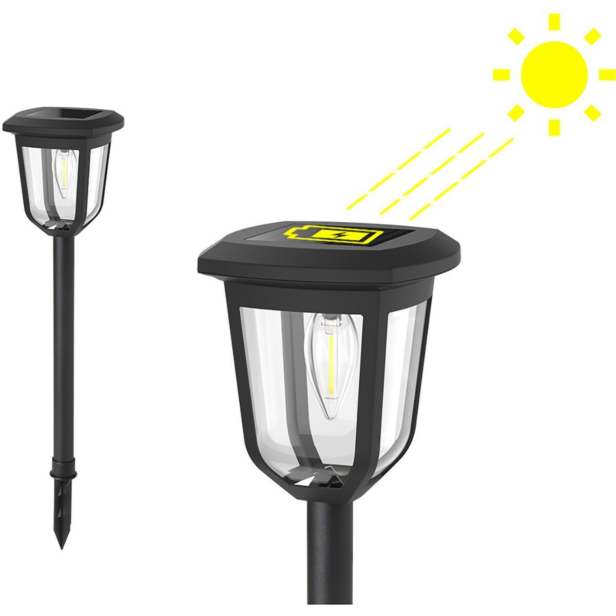 LED Grondspot Solar met Zonne-energie - Set 2 Stuks - Aigi Grido - Inbouw Rond - 0.2W - Waterdicht IP44 - Helder/Koud Wit 6500K - Mat Zilver - RVS