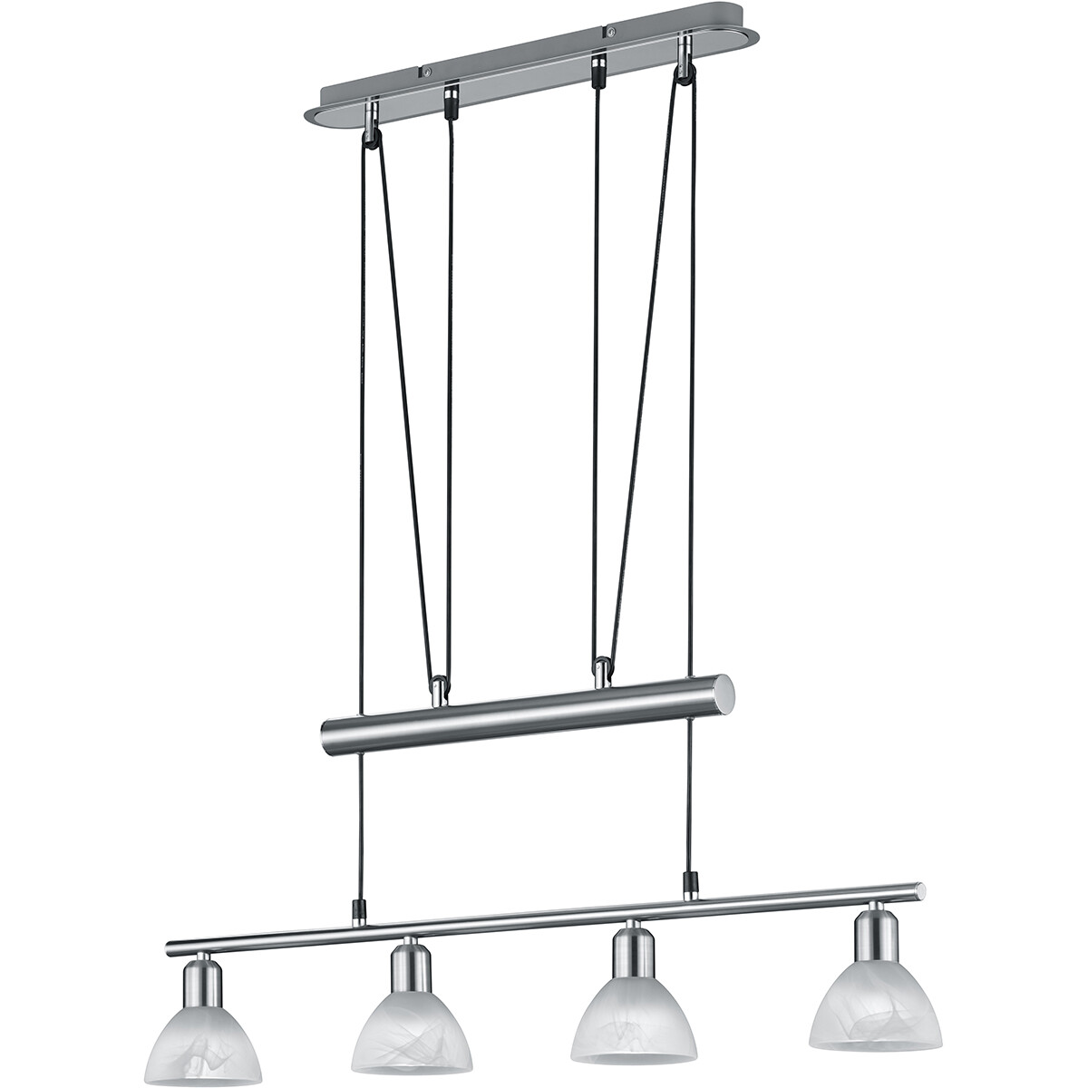 LED Hanglamp - Hangverlichting - Trion Levino - E14 Fitting - Warm Wit 3000K - 4-lichts - Rechthoek - Mat Nikkel - Aluminium