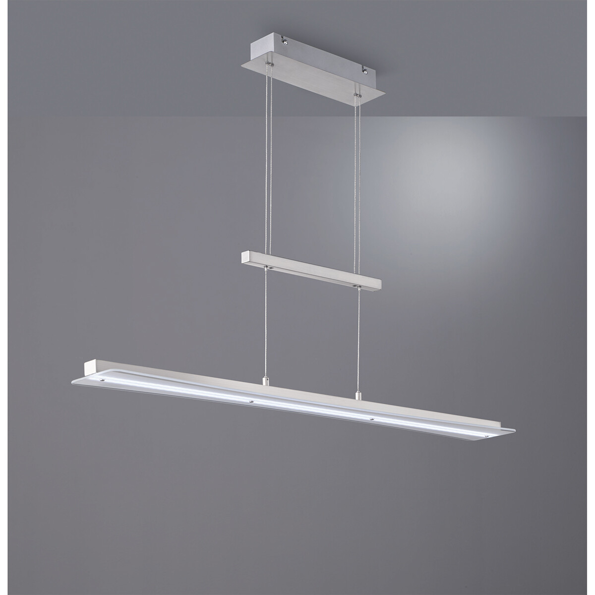 LED Hanglamp - Hangverlichting - Trion Posan - 18W - Aanpasbare Kleur - Dimbaar - Rechthoek - Mat Nikkel - Aluminium