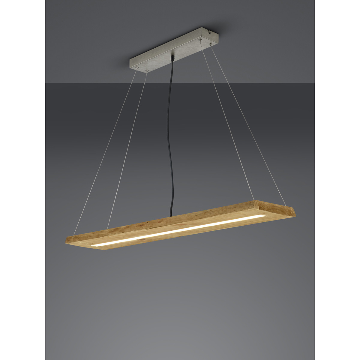 LED Hanglamp - Trion Brida - 27W - Warm Wit 3000K - 1-lichts - Dimbaar - Rechthoek - Mat Bruin - Natuurhout