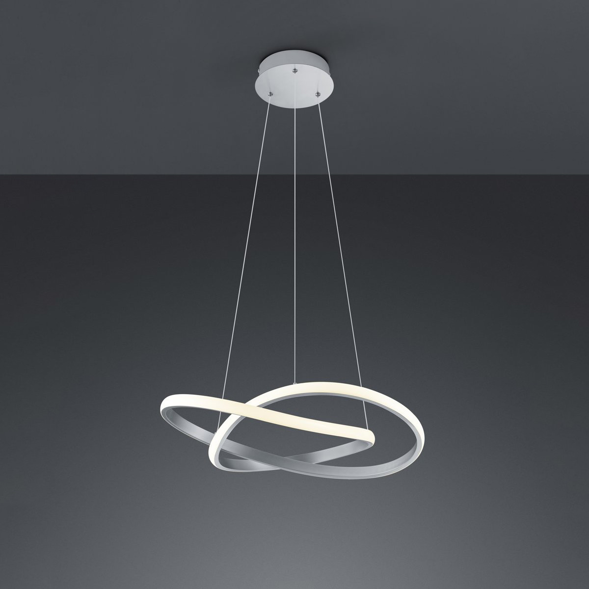 LED Hanglamp - Hangverlichting - Trion Corcy - 27.5W - Warm Wit 3000K - Dimbaar - Rond - Mat Nikkel - Aluminium