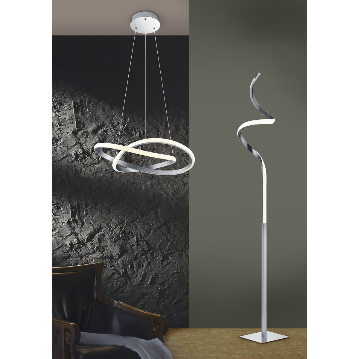 LED Hanglamp - Hangverlichting - Trion Corcy - 27.5W - Warm Wit 3000K - Dimbaar - Rond - Mat Nikkel - Aluminium