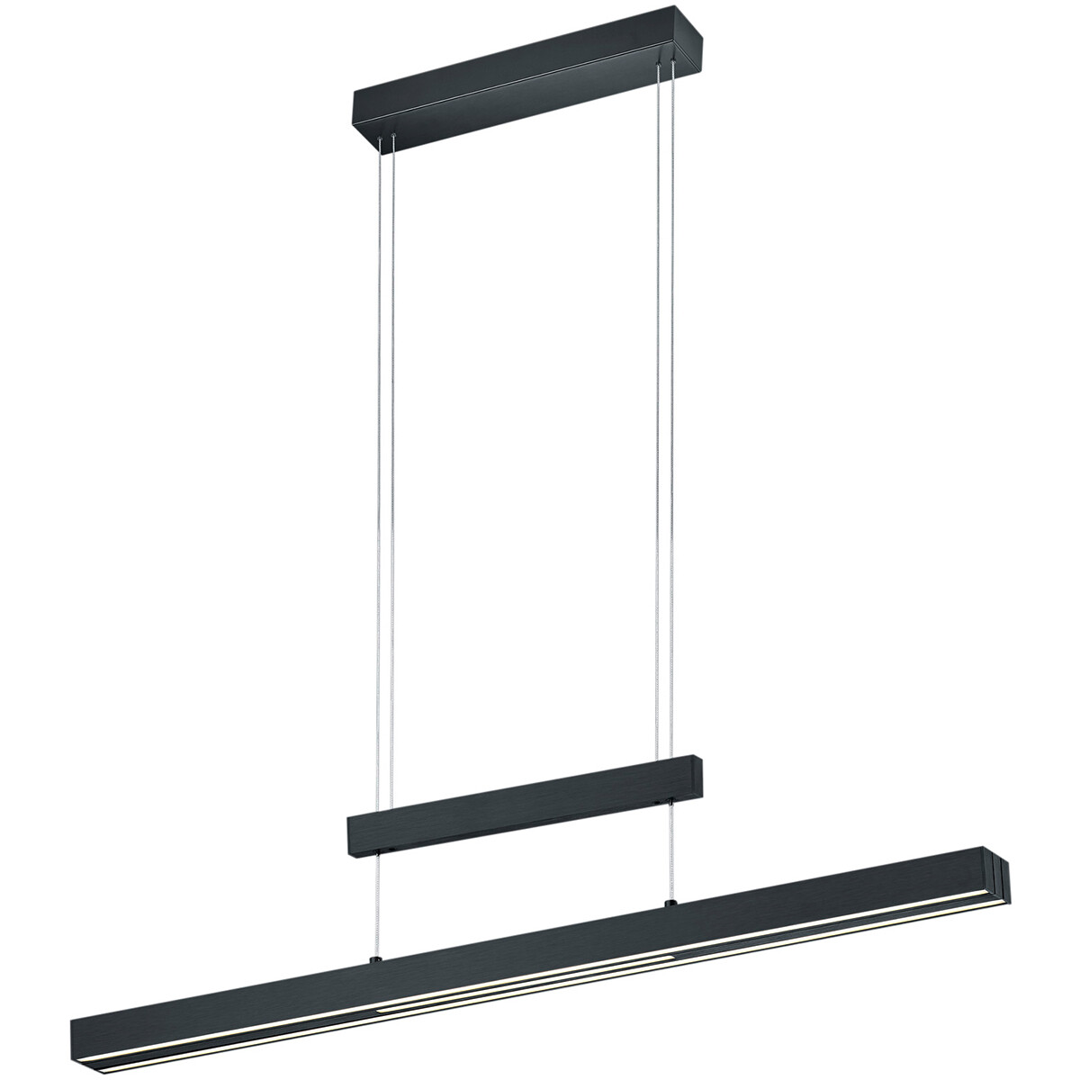 LED Hanglamp - Trion Trojan Up and Down - 54W - Aanpasbare Kleur - Rechthoek - Mat Zwart - Aluminium