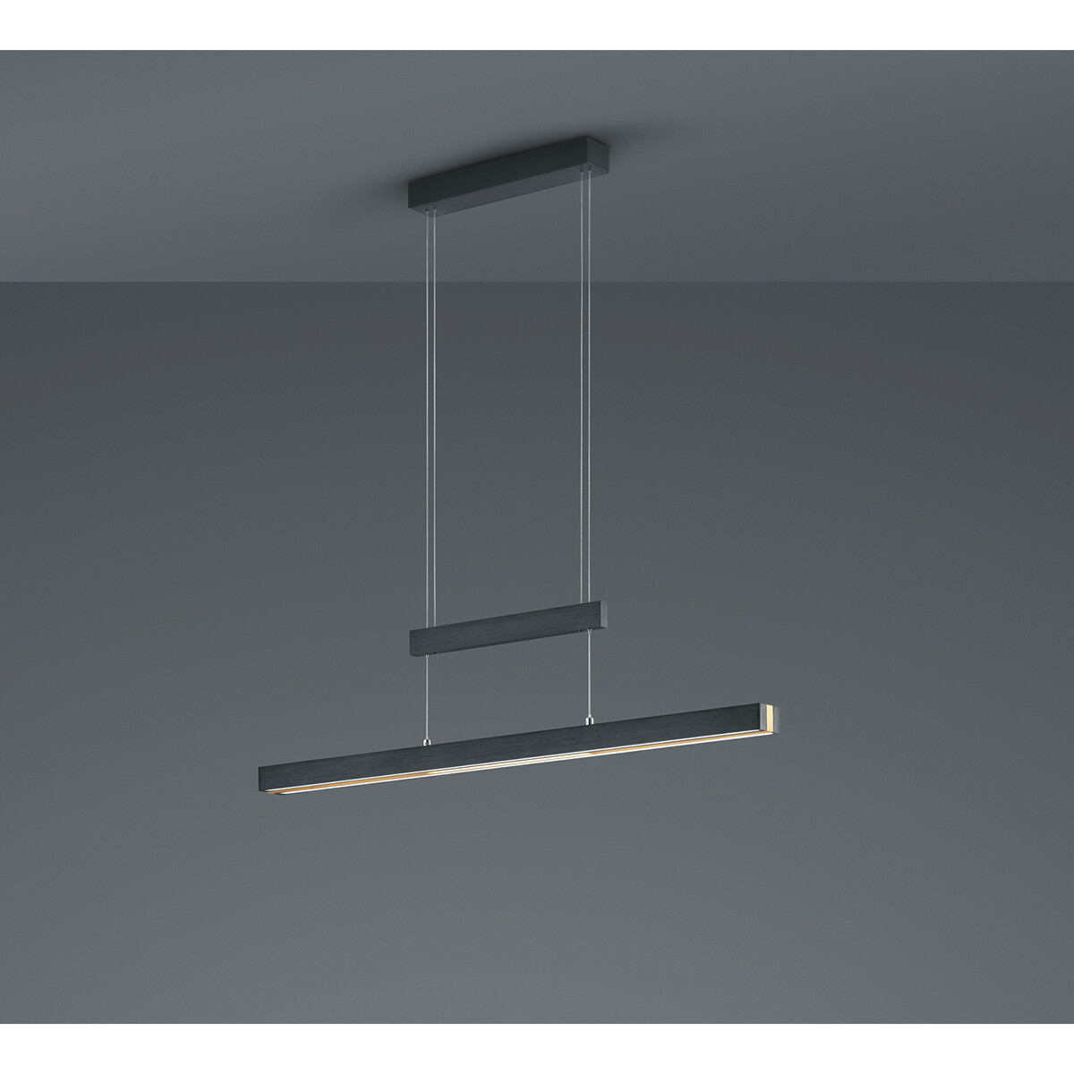 LED Hanglamp - Trion Trojan Up and Down - 45W - Aanpasbare Kleur - Rechthoek - Mat Zwart - Aluminium