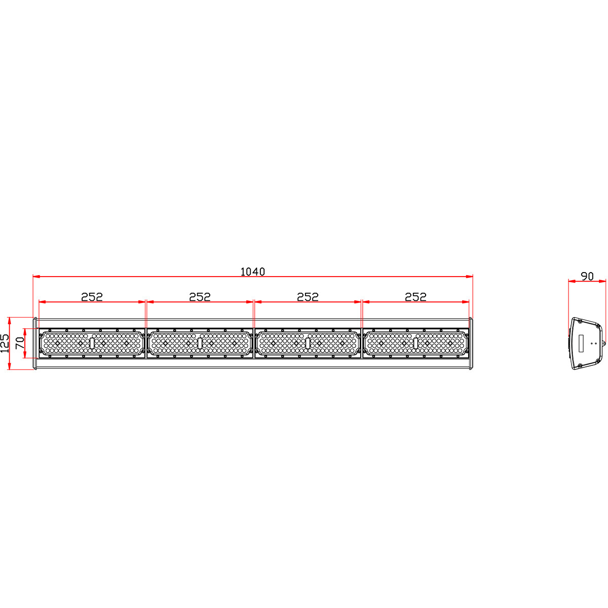 LED High Bay Lineair - Rinzu Lin - 200W - 150LM/W - 840 4000K - Dimbaar 0-10V - IP65 - Sosen Driver - Sanan LEDs