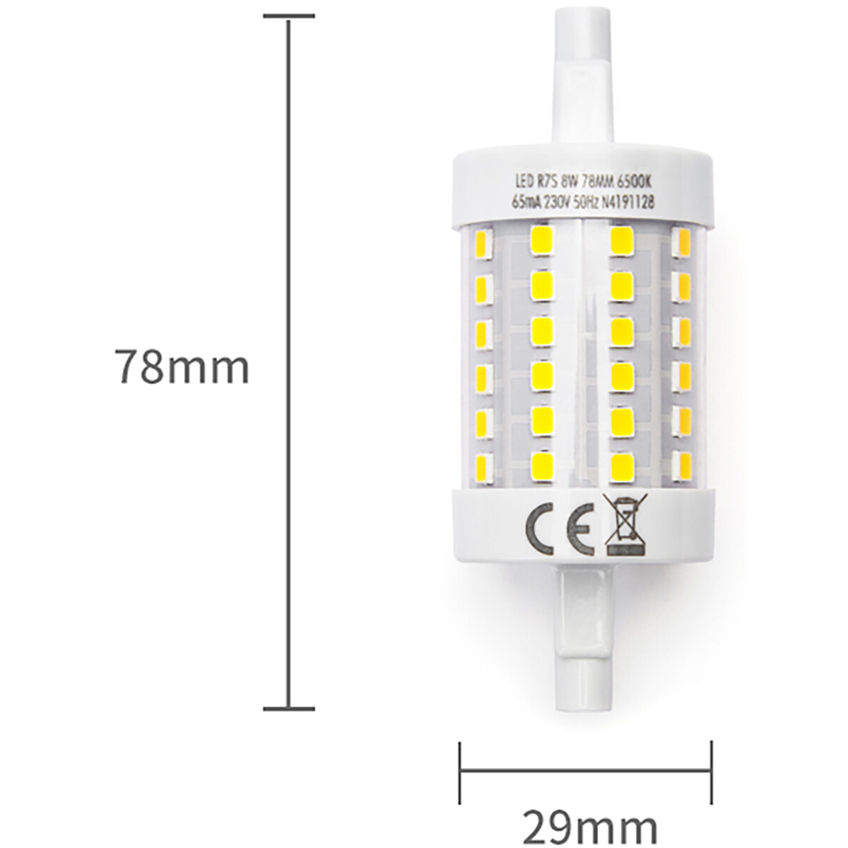 LED Lamp - Aigi Trunka - R7S Fitting - 8W - Helder/Koud Wit 6500K - Glas