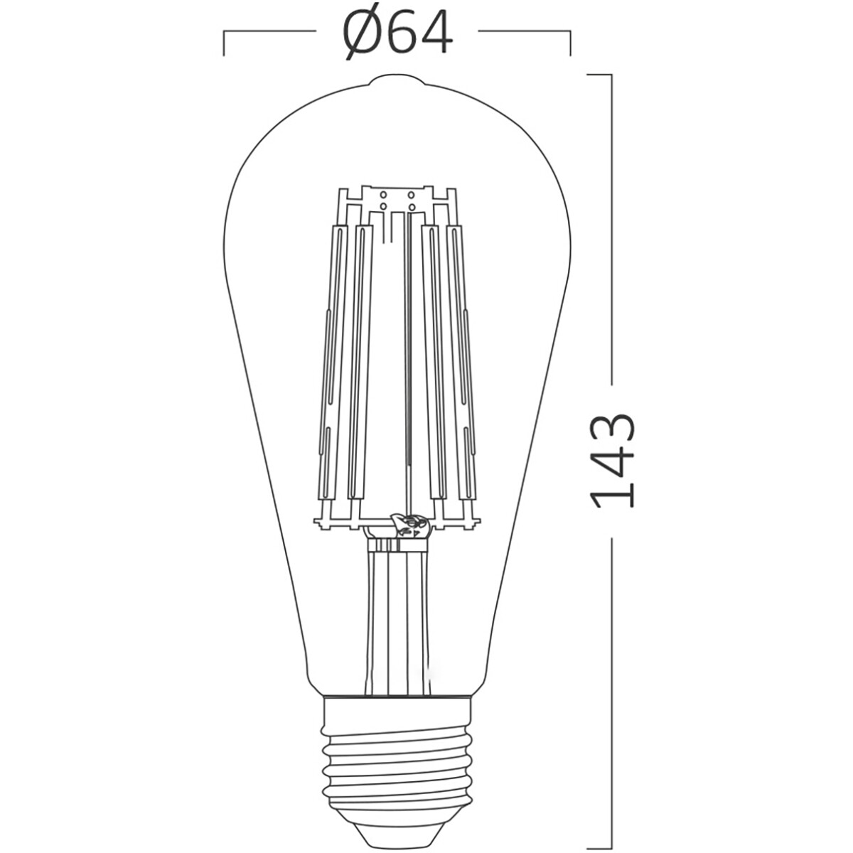 LED Lamp E27 Edison Filament - Brinton - Amber 6W 540lm - 822 Zeer Warm Wit 2200K - ST64 - Dimbaar | Vervangt 45W