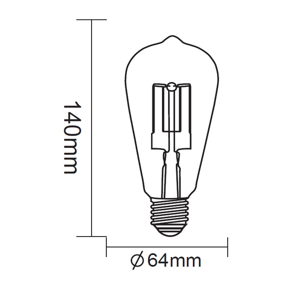 LED Lamp - Filament - Trion Kalon - E27 Fitting - 6W - Warm Wit 2700K - Transparent Helder - Aluminium